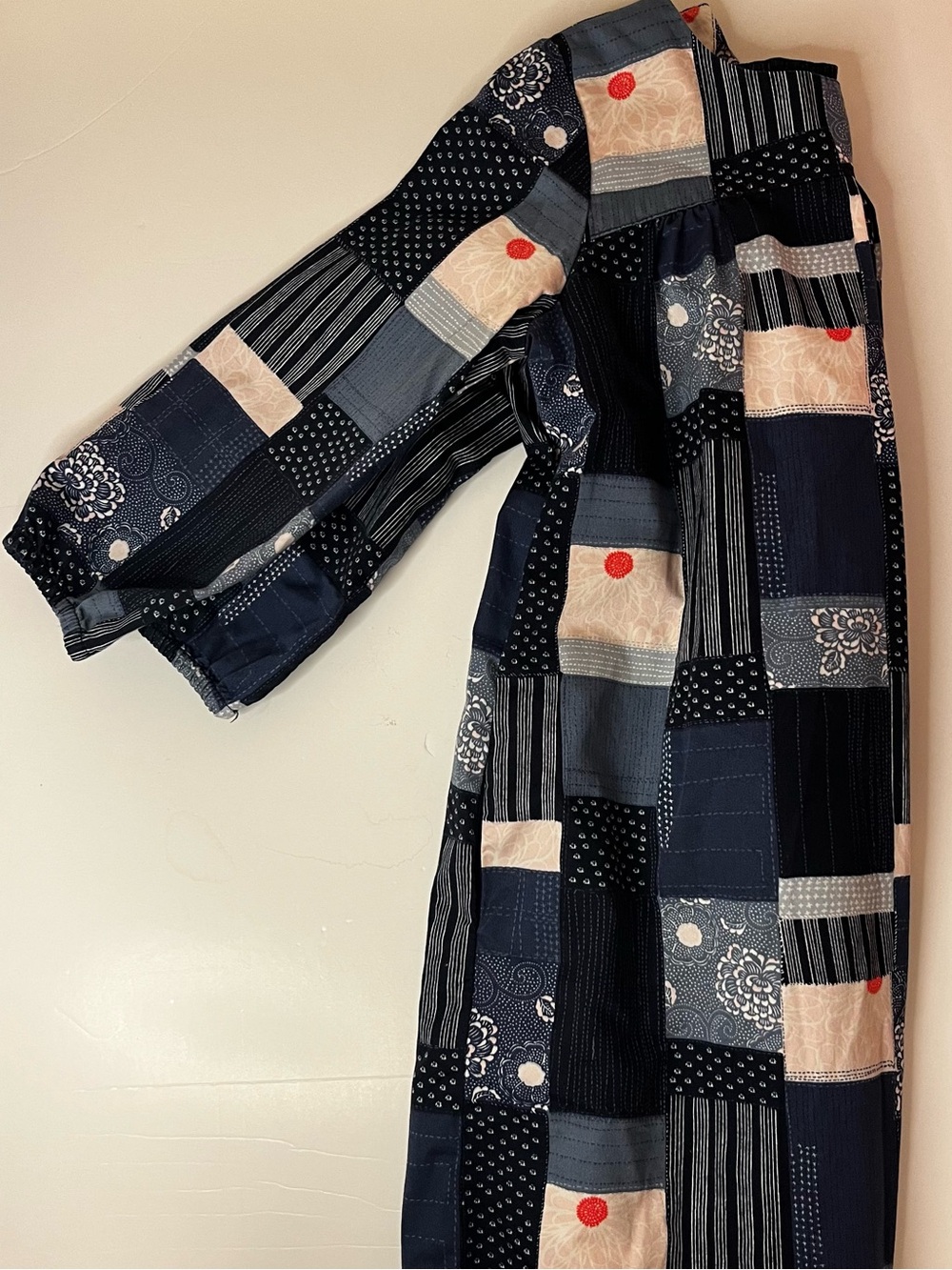 Navy patchwork Japanese sateen boro Kids Dress 100% cotton size 8
